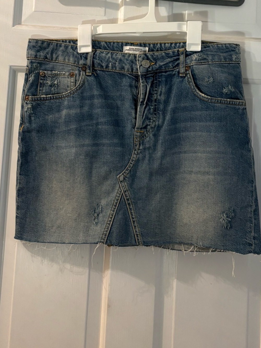Zara Distressed Denim Skirt